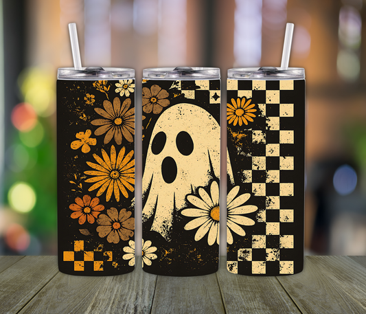 Retro Boo Ghost Tumbler- Halloween Lovers, Spooky Ghost Holiday Season