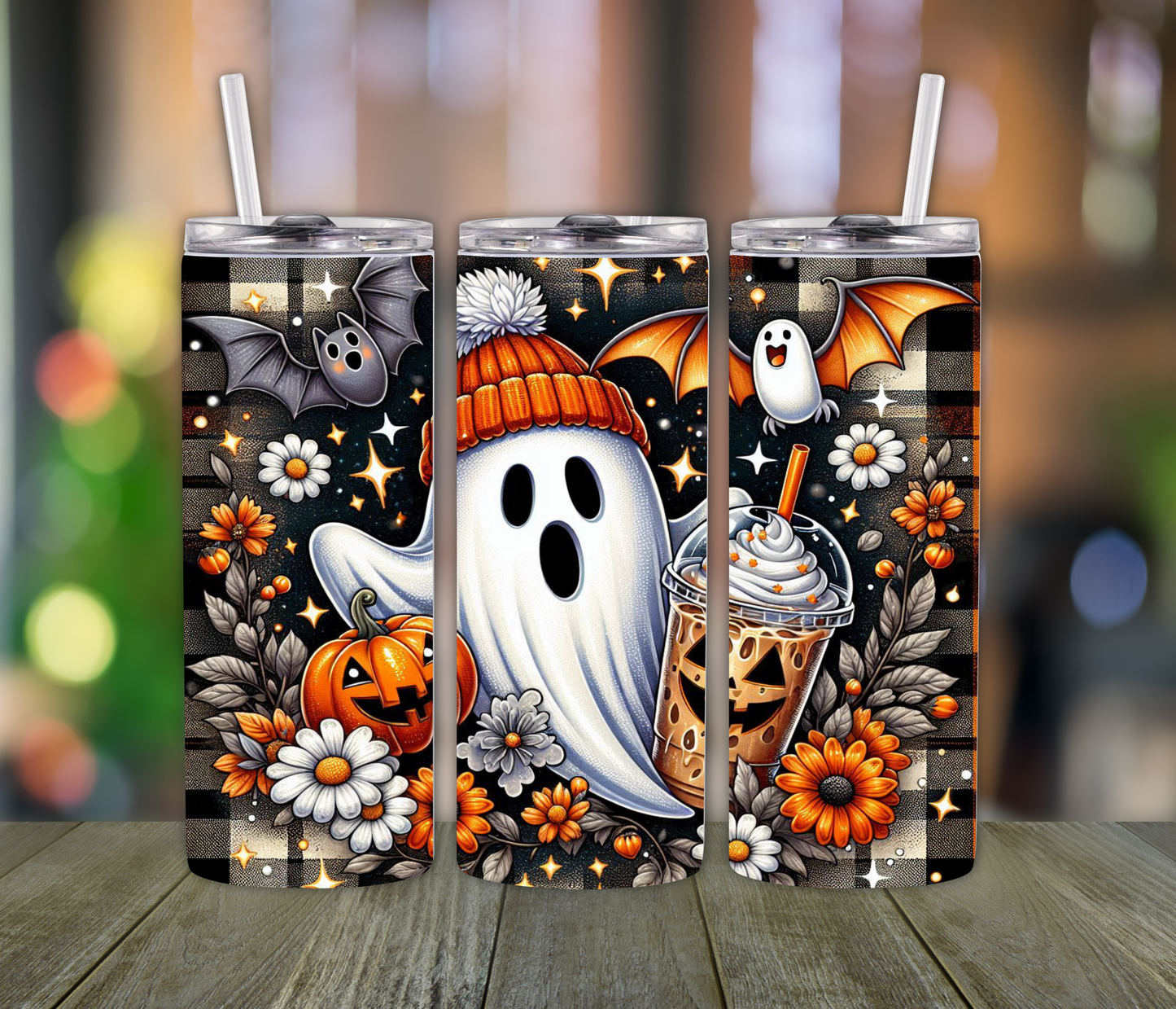 Spooky Ghost Floral Halloween Tumbler- Fall Season, Ghost Lovers Gift