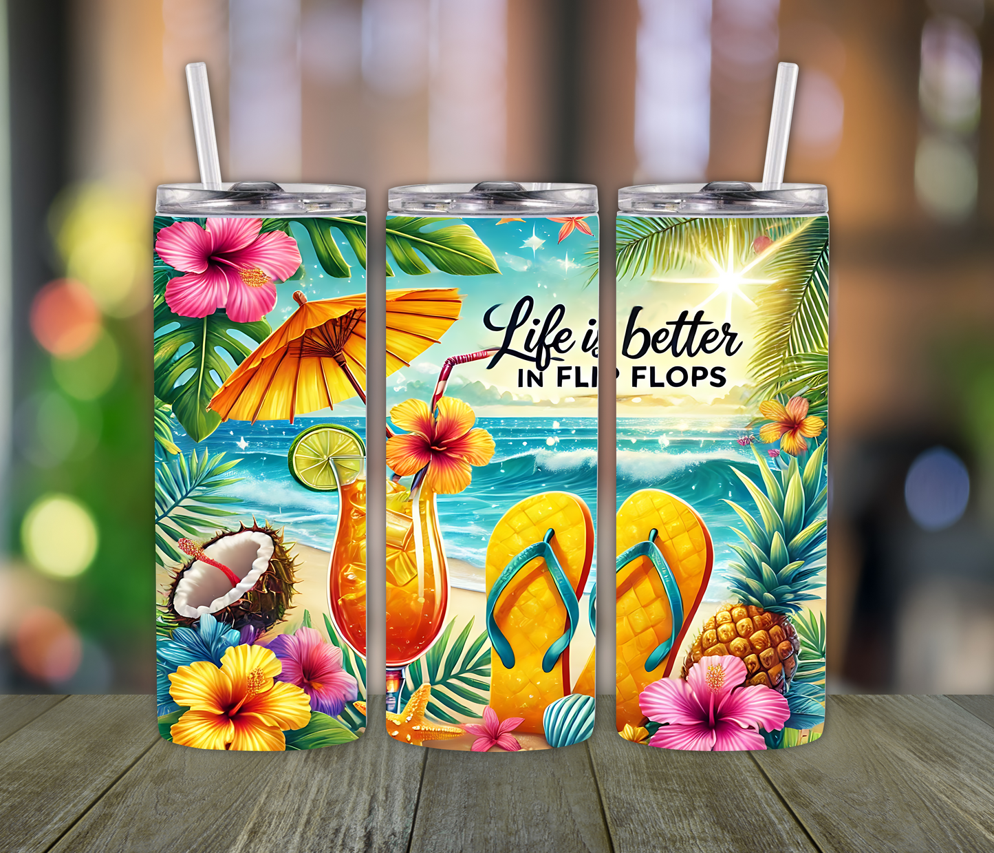 Life is Better in Flipflops Summer Beach Tumbler