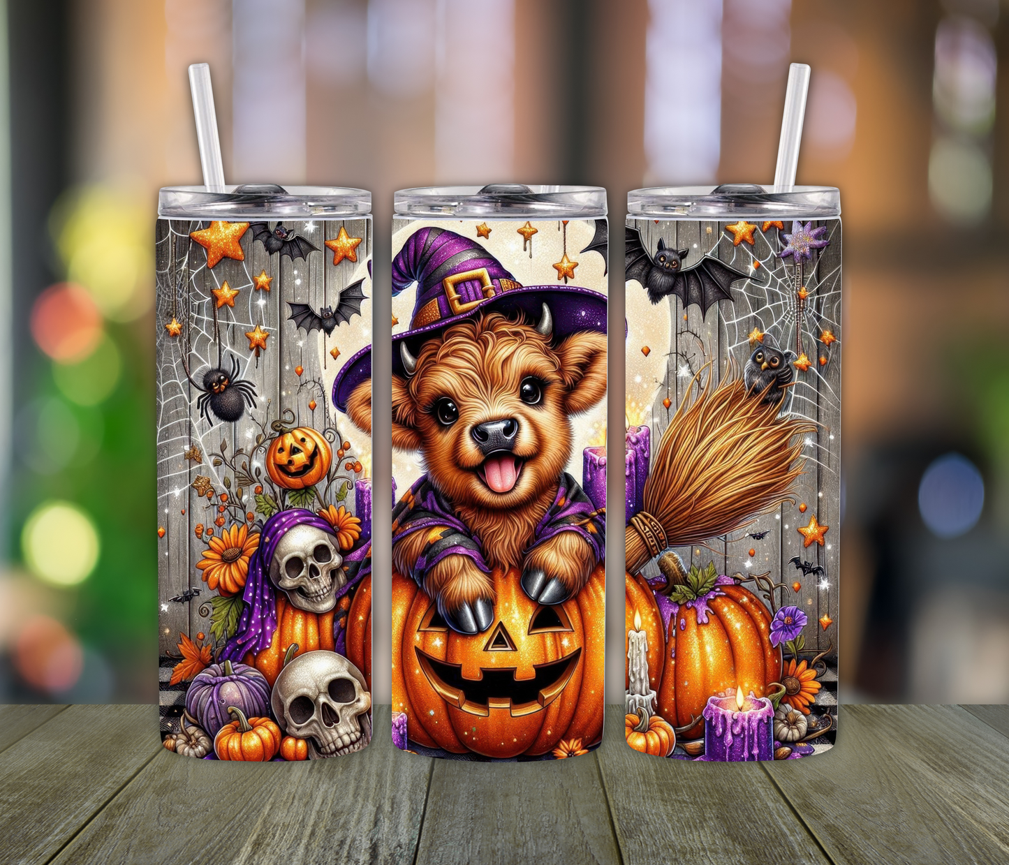 Halloween Cute Highland Cow and Pumpkin 20oz Tumbler