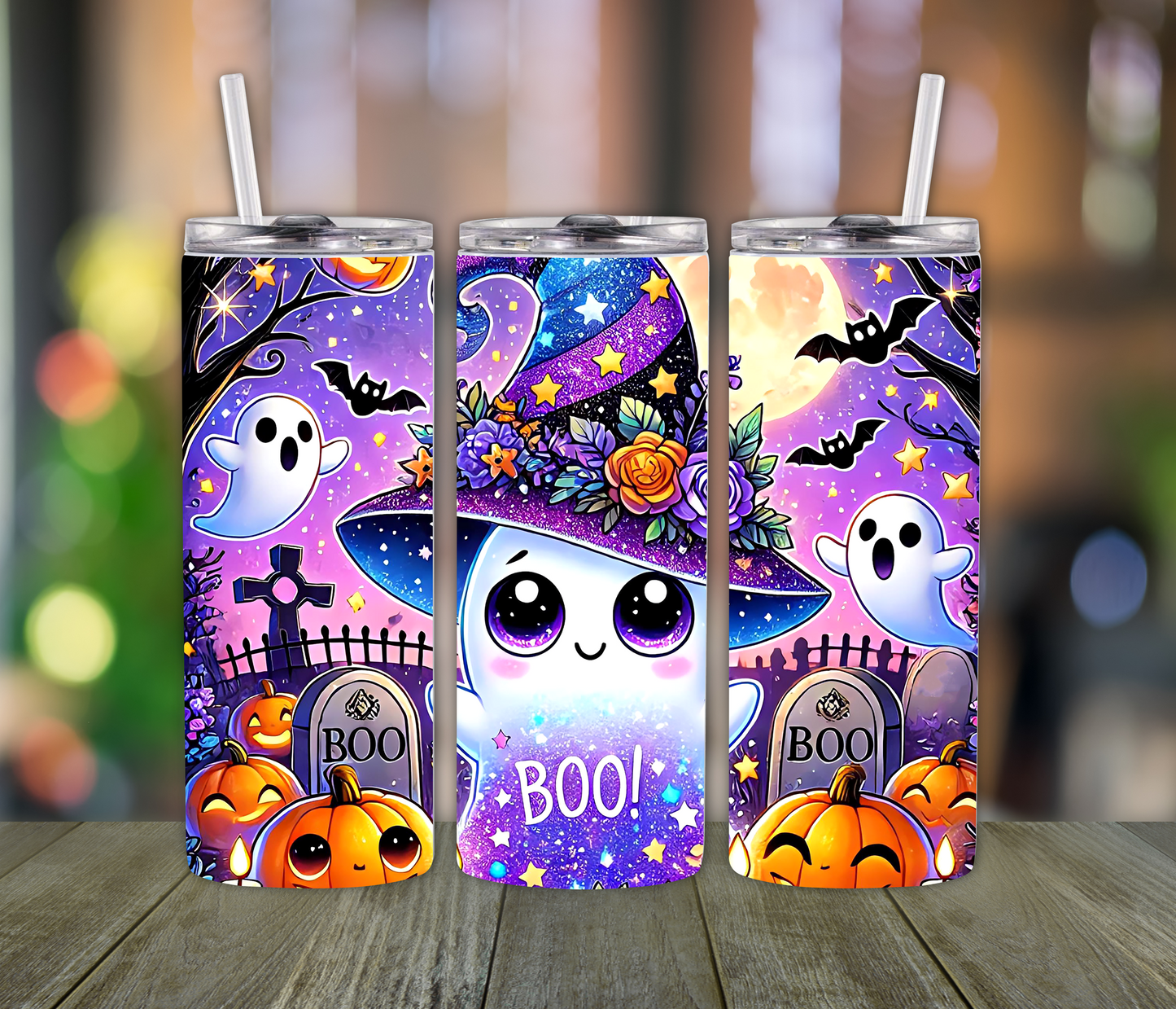 Purple Boo Ghost  Cute Halloween Tumbler