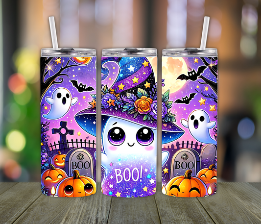Purple Boo Ghost  Cute Halloween Tumbler