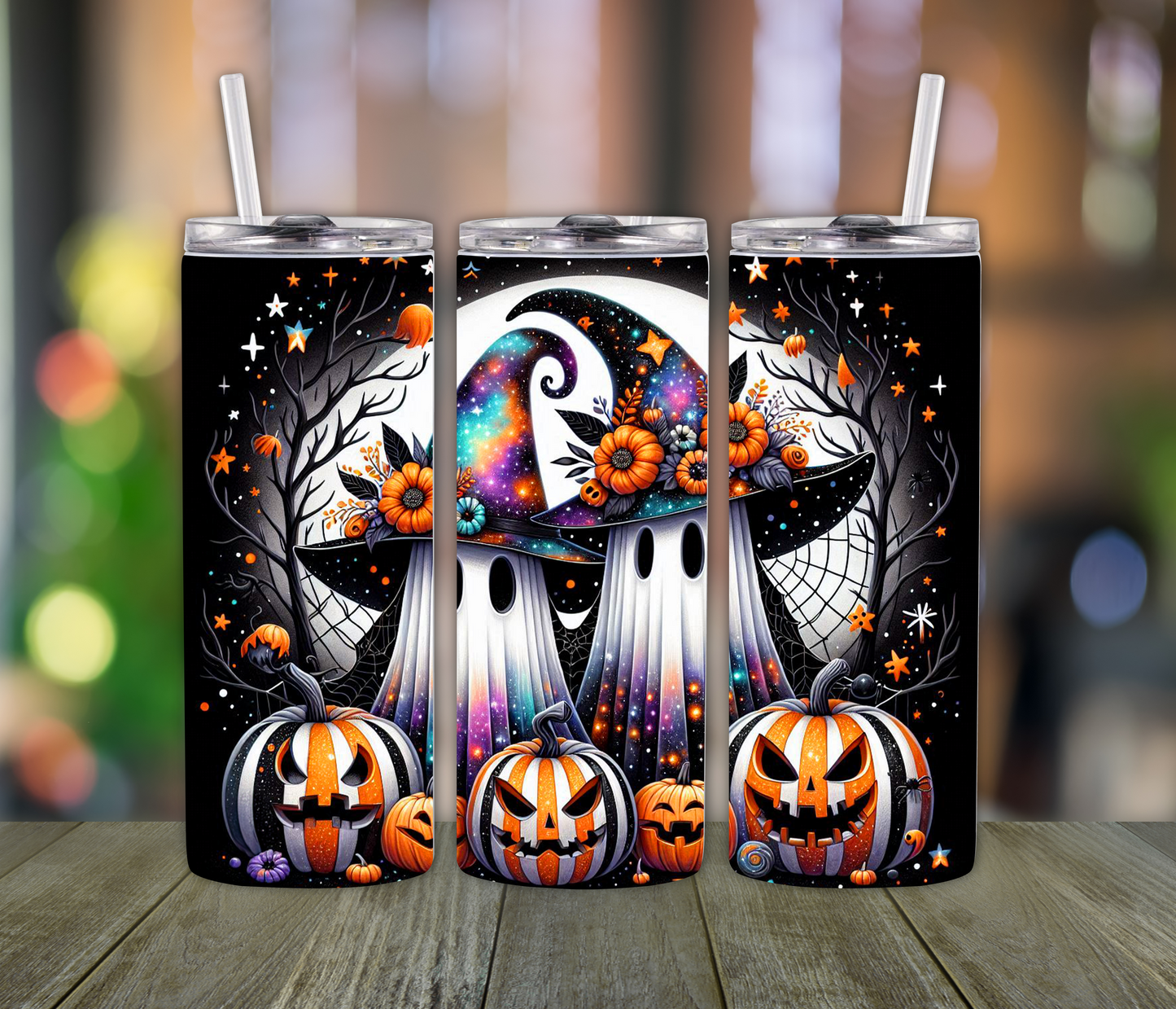 Spooky  Ghost and Pumpkin Halloween Tumbler