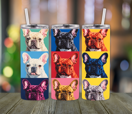 Colorful Frenchie Tumbler- French Bulldog Lovers, Dog Moms, Dog Dads Gift