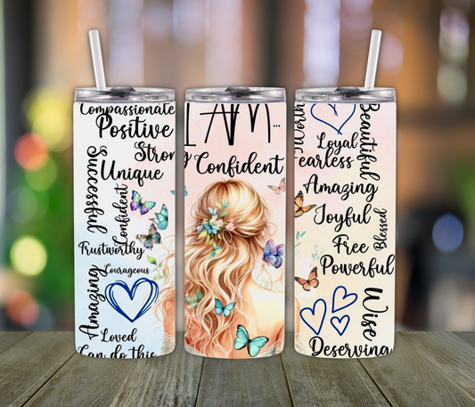 Confidence and Positivity Blonde Motivtional Tumbler