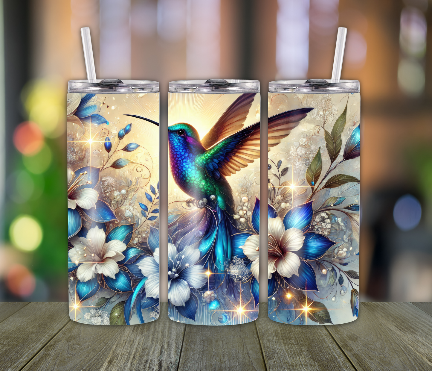 Hummingbird & Blossoms Tumbler – 20oz Bird & Flower Cup for Nature-Loving Girls, Moms & Grandpa