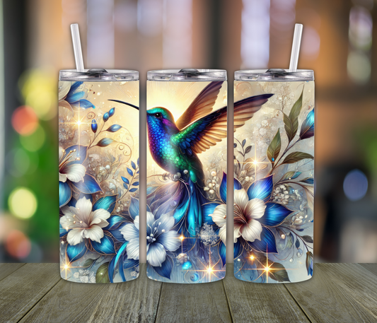 Hummingbird & Blossoms Tumbler – 20oz Bird & Flower Cup for Nature-Loving Girls, Moms & Grandpa