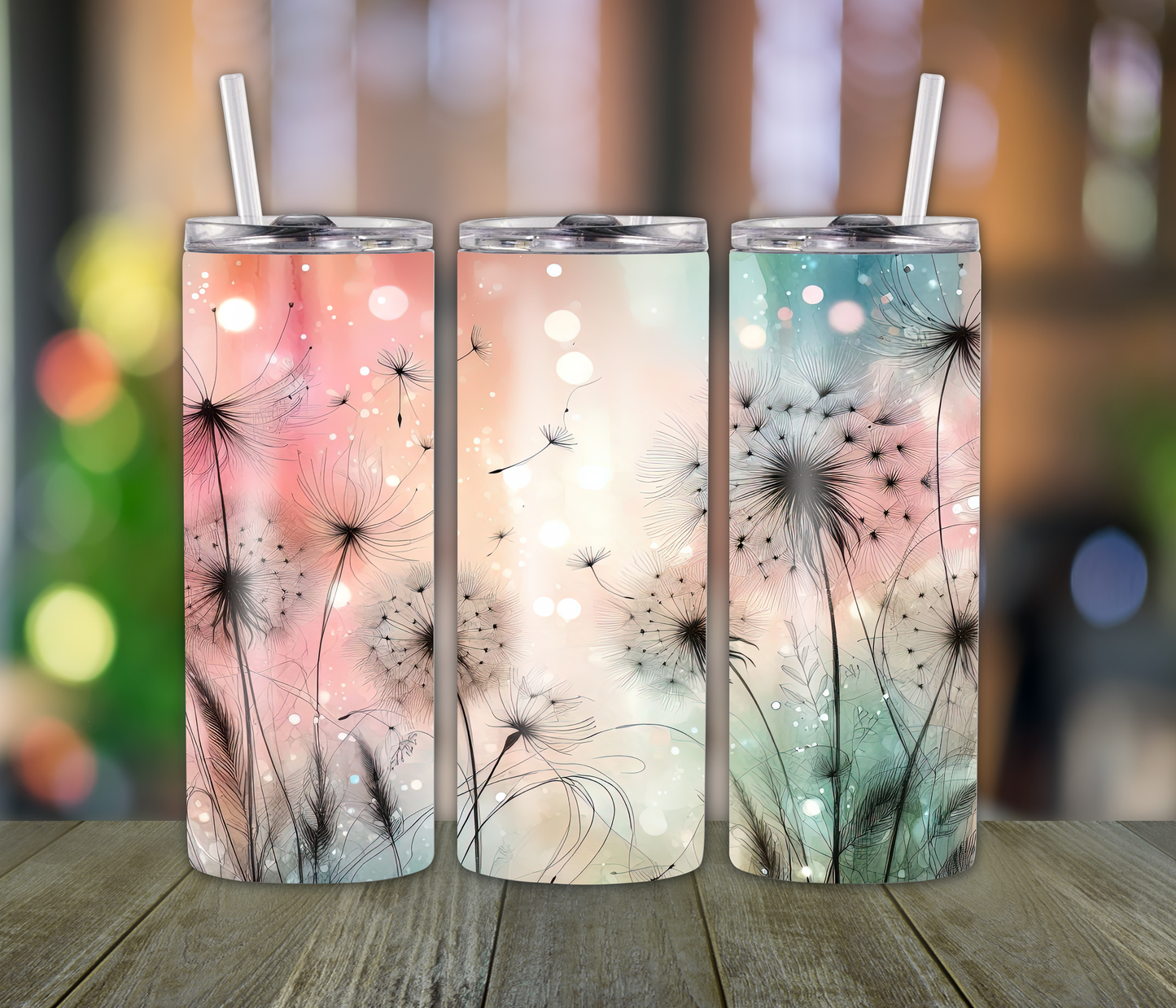 Dandelion Wishes Tumbler – 20oz Floral Cup with Wildflowers & Dandelions | Whimsical Gift for Moms & Girls