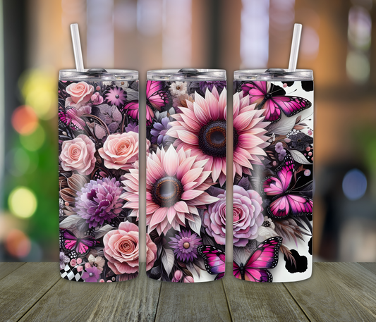 Live the Life You Love Tumbler – 20oz Cow Print & Floral for Country Girls, Moms & Daughter