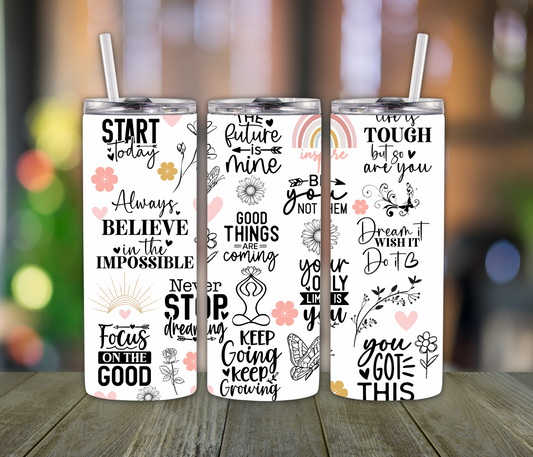 Focus on the Good Inspire Tumbler – 20oz Inspirational Cup for Girls, Teens & Women Who Need a Daily Boost