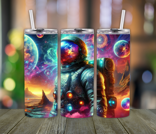 Cosmic Explorer Tumbler – 20oz Vibrant Astronaut for Boys & Space Lovers | Colorful Galaxy