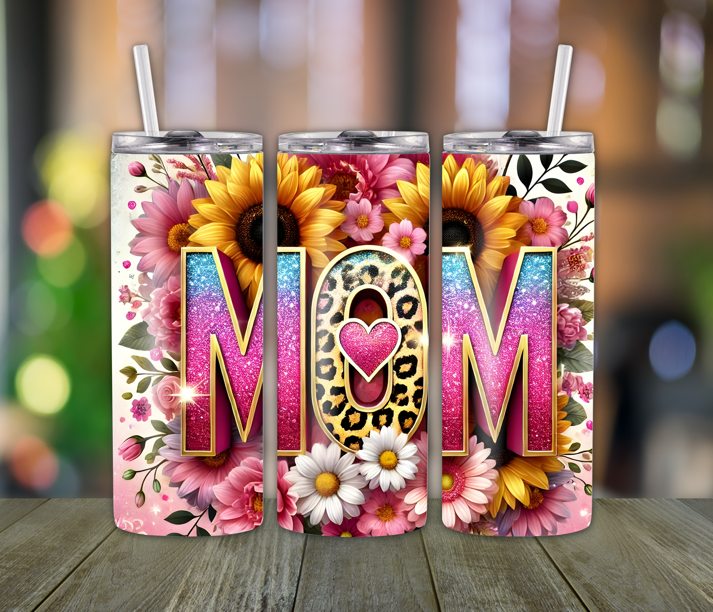 Floral Cheetah Print Mama Tumbler – 20oz Wildflower & Leopard Cup | Cute Gift for Moms
