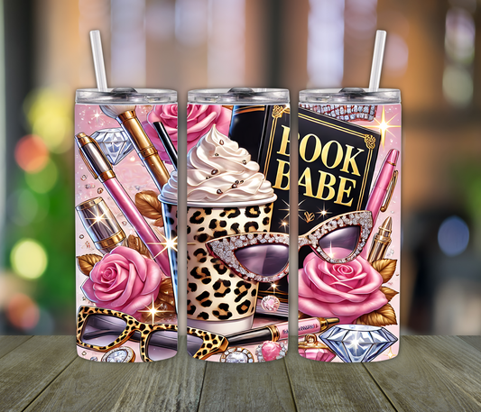 Book Babe Tumbler – 20oz Cheetah Glasses, Diamonds & Pearls Cup for Stylish Book Lovers
