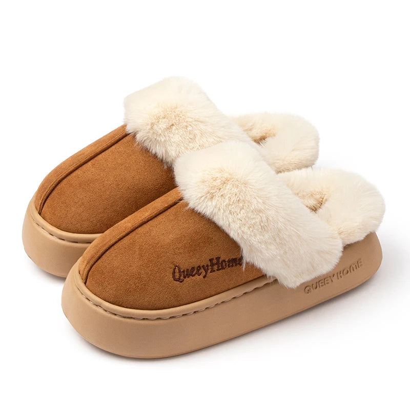 Queeyhome Winter Flat-Bottomed Cotton Slippers -Warm Cozy Indoor-Outdoor