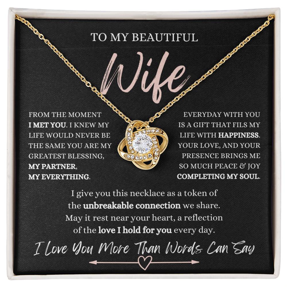 To My Beautiful Wife-Love Knot Necklace