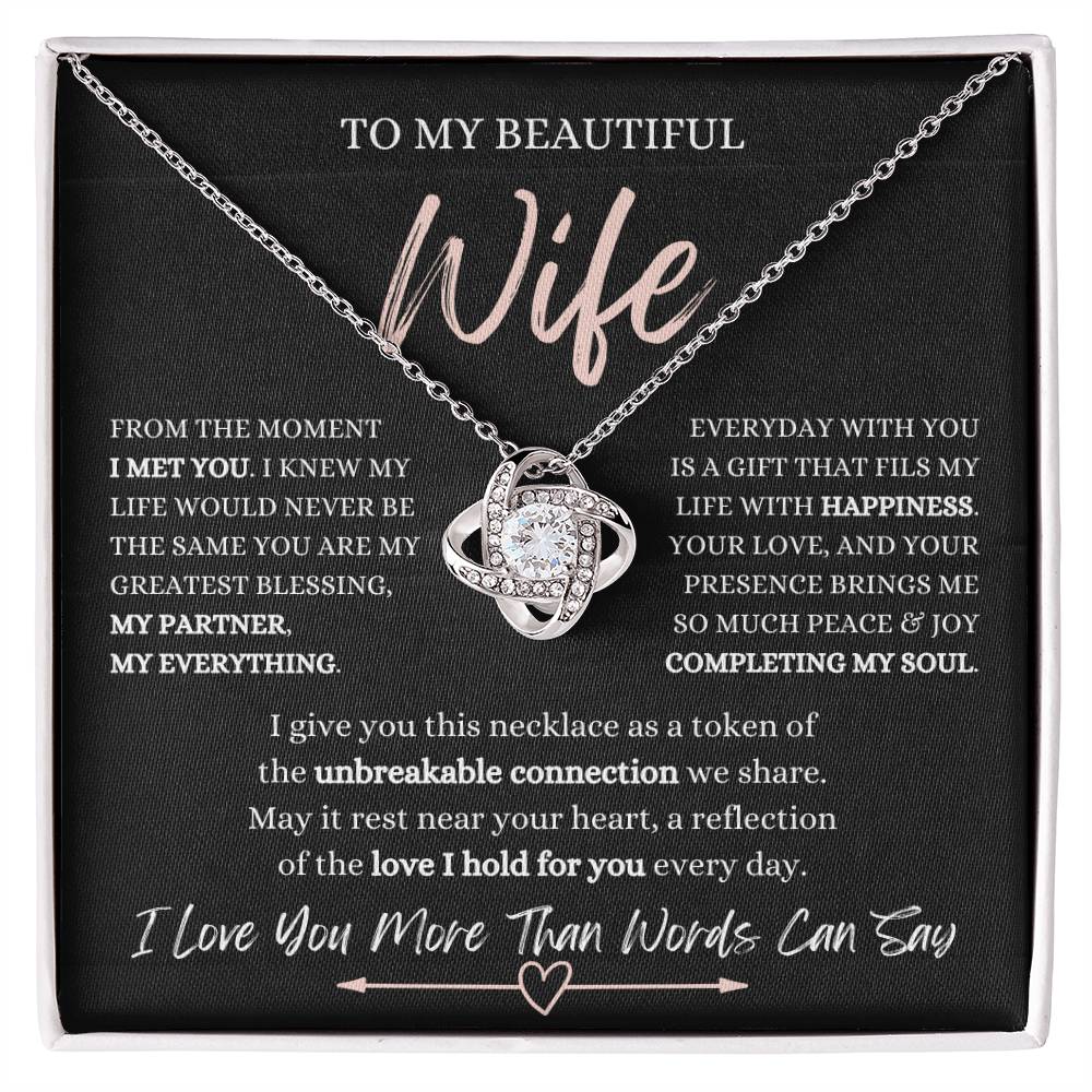 To My Beautiful Wife-Love Knot Necklace